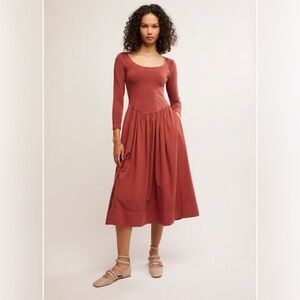 FREE PEOPLE X Aelia Midi Dress Mahogany Small